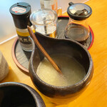 染地台 藪蕎麦 - そば湯2種（釜湯・別仕立て）、辛汁、塩