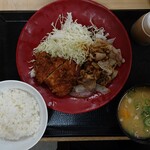 かつや - 豚ロースタレカツと牛焼肉の合い盛り定食