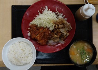 Katsuya - 豚ロースタレカツと牛焼肉の合い盛り定食