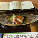 皆美館 - 向付　石州穴子と胡瓜の三杯酢　うっここでも穴子…