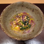 神保町 傳 - 海老真丈とバイ貝の菊花餡