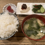 串焼家　まる房ず - 今日の3点とご飯と味噌汁