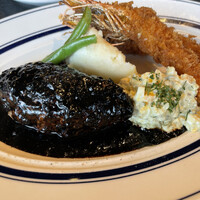 上野洋食遠山 - 大エビフライ&特選デミグラスソースハンバーグ