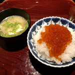 ななにん - 大分 ひのひかり、新物いくら、南関揚げと豆腐の味噌汁