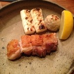 蕎麦切り 酒 大愚 - 【2012年10月】媛っこ地鶏と千住ネギの塩焼き