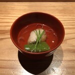 とり茶太郎 - ほろほろ鳥の胸肉と甘唐辛子の揚げ出汁