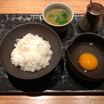 とり茶太郎 - ほろほろ鳥の卵かけご飯 + 鳥スープ