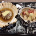 大磯 - ホタテ・ホッキの食べくらべ
            帆立貝バター焼きと北寄貝バター焼き