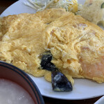 桂林 - ランチセット　お好きなラーメンとエビとキクラゲ入りオムレツお粥付き