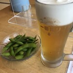 resutoranshiseiyakumo - 生ビール710円と枝豆480円