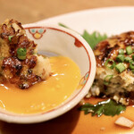 餃子とスパークリング バブルス - しそたっぷりとりつくね