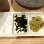 拉麺大公 - 昆布水の☆つけ麺、薬味