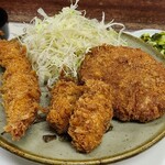 とんかつ美よし - メンチカツ、エビフライ&カキフライ2個定食　ライス、味噌汁&お新香付き　1000円