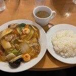 南海飯店 - かたい焼ソバ＋ライス