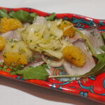 Sicilian style smoked swordfish carpaccio with orange and celery salad