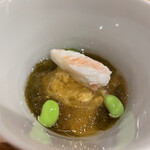 鮨 むらやま - 沖縄のもずくと毛蟹。日本の端っこと端っこが東京で合流しました！