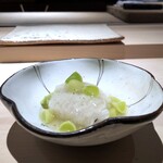 菊鮨 - ◆鱧（宇部）、熊本の何とか野菜・・丁寧に骨切りされた鱧は優しい味わいの餡が鱧にあいます。。