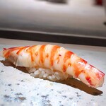 菊鮨 - 車海老（玄海灘）・・甘く味噌も美味しい。