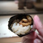 菊鮨 - 穴子手巻き・・穴子と海苔が上質ですので、勿論美味しい。