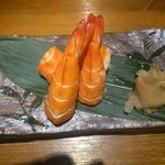 味人 - あかあし海老の握り メニューになし。お店のご厚意です。