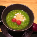 鮨 ともあき - ホヤ貝とマッシュルームとばちことオクラの冷やし茶碗蒸し