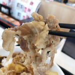 Yoshinoya - 牛肉は牛丼の具材そのもの。「肉だく」の名称ですが、もう少しボリュームがあると良かったかも。