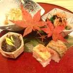 和彩　そあら - ほうれん草キノコ和え、もずく、ふぐ、お寿司など。