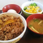 すき家 - 並牛丼サラ玉ランチ500円 