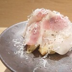 おりはら - 賀茂茄子のフリット、パンチェッタコッタの炙り