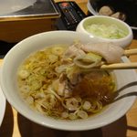 しゃぶしゃぶした肉と長ねぎを一緒に