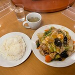 南海飯店 - かたい焼ソバ＋ライス