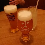 YONA YONA BEER WORKS - (左から) INDO NO AOONI  REGULAR・INDO NO AOONI  PINT・GINGER ALE