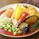 Lots of vegetables tomato Omelette Rice