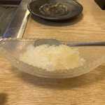 焼肉たまき - お口直しのシャンパンシャーベットはとんかつマンジェ監修ですよ！