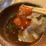 焼肉たまき - ぽん酢に卵黄もオツですね！