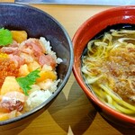 Muten Ka Kura Zushi - 旬の海鮮丼(麺ｾｯﾄ 醤油らーめん)平日限定780円