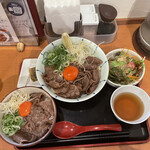 讃岐のおうどん 花は咲く - 肉肉セット＋ミニサラダ（上から）