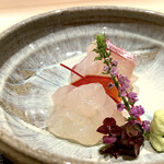 新ばし 星野 - 鯛昆布締め　伊勢海老