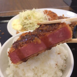 わ楽 - 厚切りのハムカツ   オンザライス  