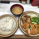 キッチン南海 梅ヶ丘 - 本日のサービス定食 チキンチーズカツと生姜焼き 750円