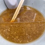 ラーメン もっけだの - ラーメン普通ニンニクヤサイマシマシ+味玉のスープ