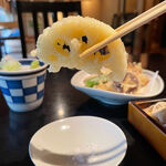 鎌倉　松原庵　欅 - 新蓮根とキノコの天せいろ（冷）　1870円　＋　九一粗挽きそば変更　220円