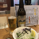 Idobata - 大瓶と野菜サラダ