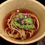 茜坂大沼 - 　叩きオクラの冷がけ手打ち蕎麦。ヤバイうまさです。