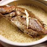 産直地魚と農園野菜 煉 - 名物！鯛めしは、鯛を丸ごと１本使っためでたいご飯です。お祝い事に必食！