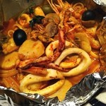 トラットリアカプリオーレ - 漁師風ブイヤベース
                                リングイネのカルトッチョ(￣▽￣)