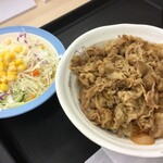 松屋 - 料理写真:プレミアム牛めし (並) 380円、これに生野菜のサラダ 110円 を付けました。