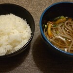 四季の杜　紫尾庵 - 食事（自家製栽培ひのひかり）＆止椀（なめこそば）