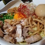 塩そば専門店 桑ばら - 鶏白湯まぜそば ～麺半分くらい残して俺の優しさ鶏割りスープ付き～