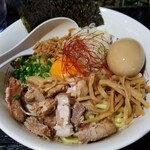 塩そば専門店 桑ばら - 鶏白湯まぜそば ～麺半分くらい残して俺の優しさ鶏割りスープ付き～